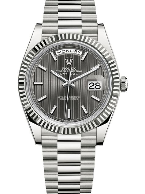 rolex day date white.gold dark rhodium dial